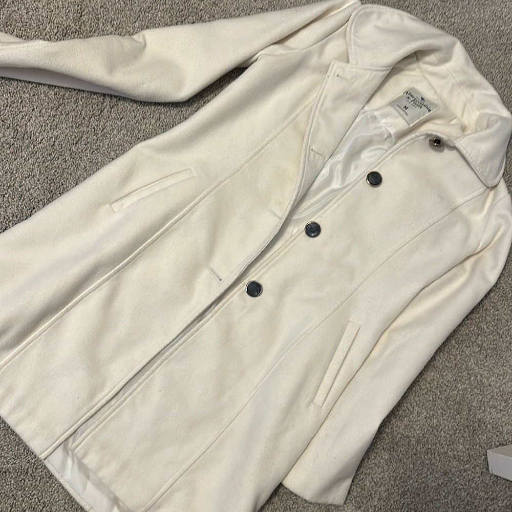 Abercrombie and fitch cream colored peacoat
